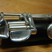 B-Foot, African Blackwood with Sterling SIlver keywork, Keycups are hand-made and soldered onto silver castings, Stainless steel rod-screws and blue steel needle springs, the Eb post is soldered onto the ferrul e which is held by locking screws